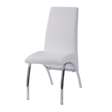 Pervis White PU & Chrome Side Chair - Ornate Home