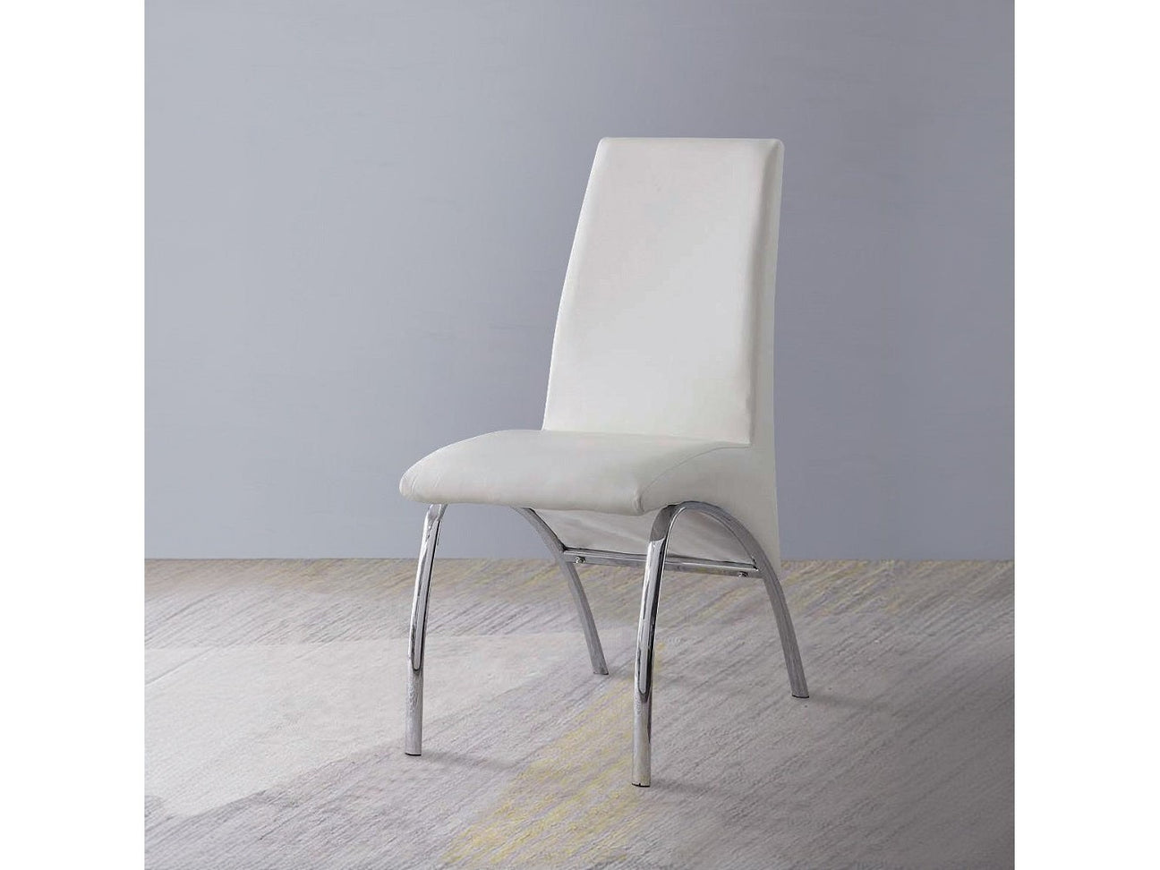 Pervis White PU & Chrome Side Chair - Ornate Home