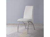 Pervis White PU & Chrome Side Chair - Ornate Home