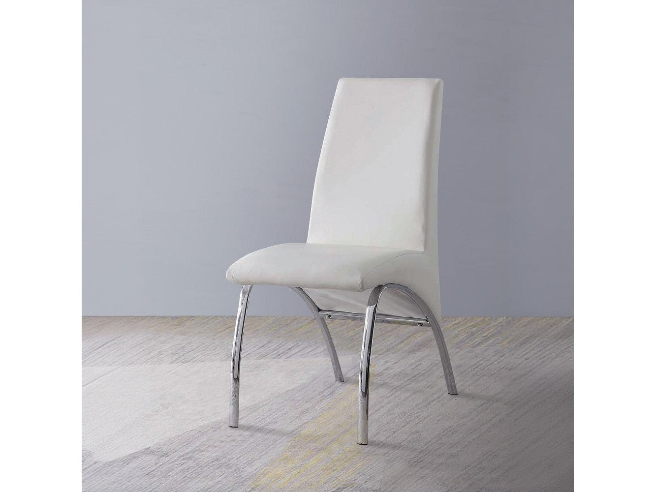 Pervis White PU & Chrome Side Chair - Ornate Home