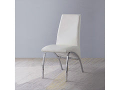 Pervis White PU & Chrome Side Chair - Ornate Home
