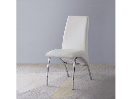 Pervis White PU & Chrome Side Chair - Ornate Home