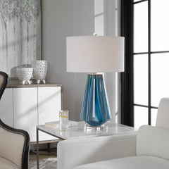 Pescara Blue/Teal-Gray Glass Lamp - Ornate Home