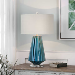 Pescara Blue/Teal-Gray Glass Lamp - Ornate Home