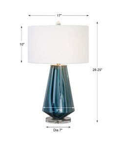Pescara Blue/Teal-Gray Glass Lamp - Ornate Home