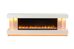 Peseux White 71" TV Stand w/ Electric Fireplace - Ornate Home