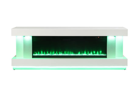 Peseux White 71" TV Stand w/ Electric Fireplace - Ornate Home