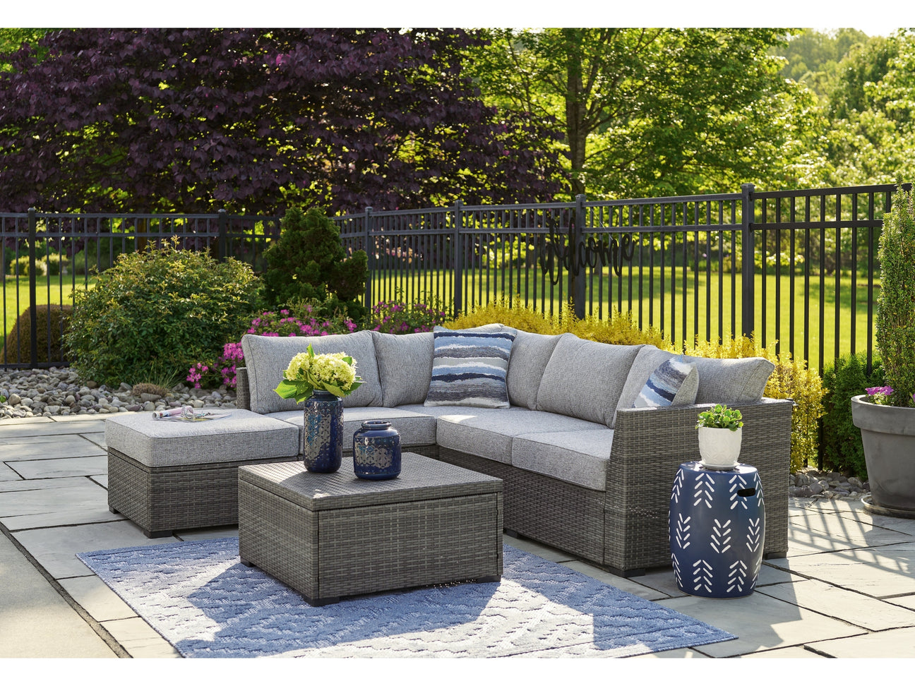 Petal Road Gray Outdoor Sectional Seating Group (Set of 4) - Ornate Home