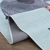 Petey Blue Animal Print Washable Kids Rug - Clearance - Ornate Home