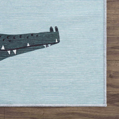 Petey Blue Animal Print Washable Kids Rug - Clearance - Ornate Home