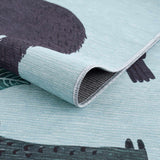 Petey Blue Animal Print Washable Kids Rug - Ornate Home