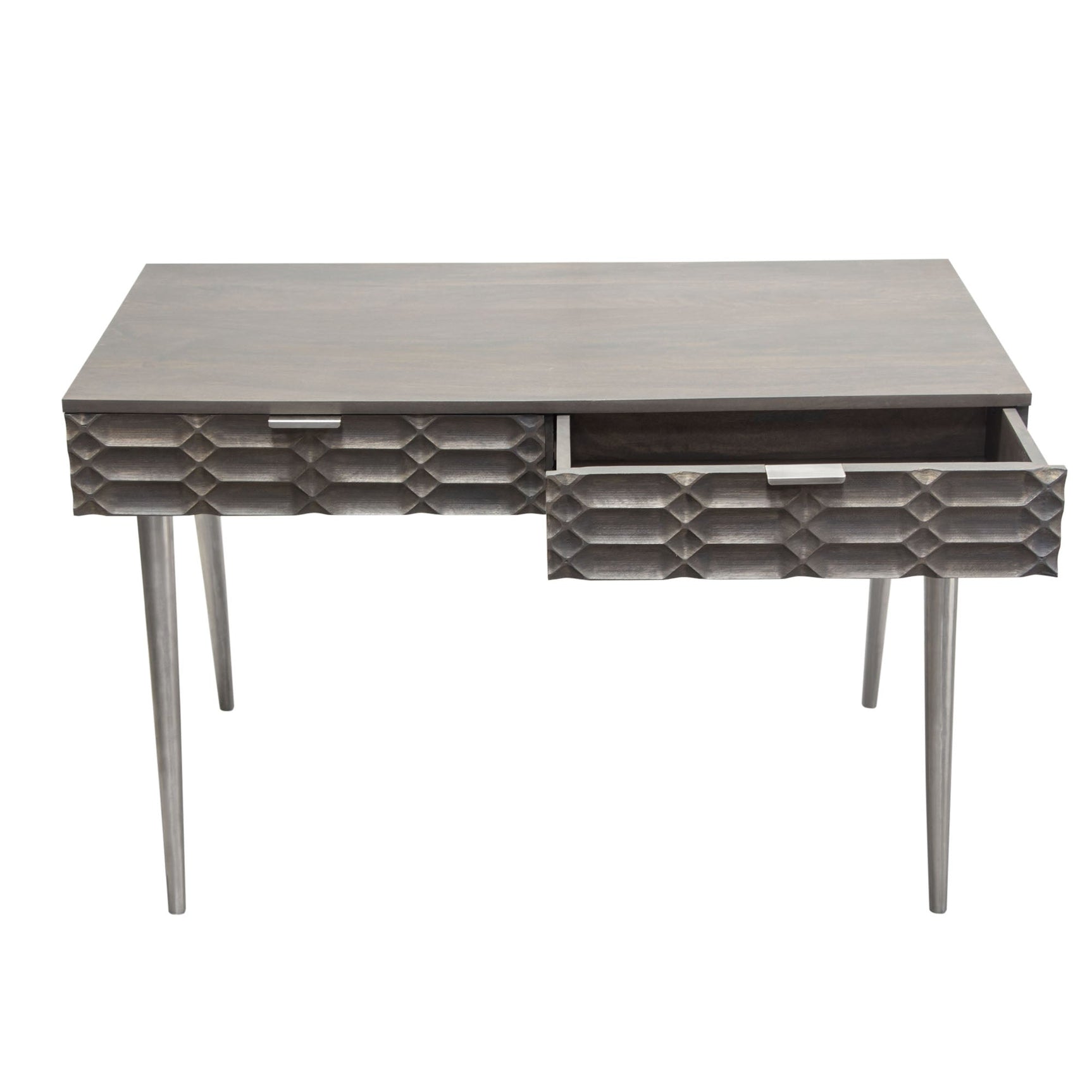 Petra Smoke Grey 2-Drawer Writing Desk - Ornate Home