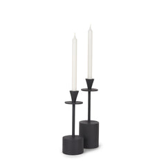 Petria Matte Black Textured Metal Taper Candle Holders - Ornate Home