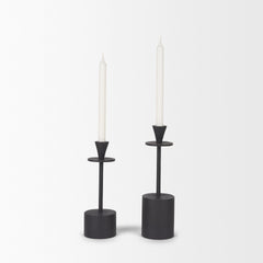 Petria Matte Black Textured Metal Taper Candle Holders - Ornate Home