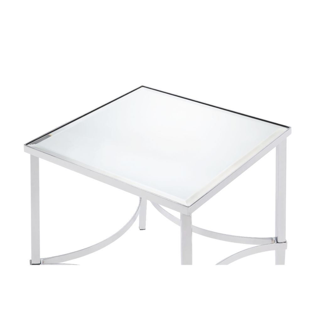 Petunia Mirrored/Chrome End Table - Ornate Home