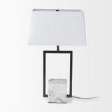 Peyton Black/White Metal Cube and Shade Table Lamp with Marble - Ornate Home