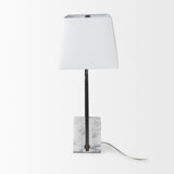 Peyton Black/White Metal Cube and Shade Table Lamp with Marble - Ornate Home