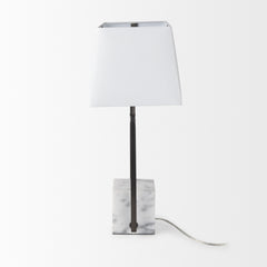 Peyton Black/White Metal Cube and Shade Table Lamp with Marble - Ornate Home