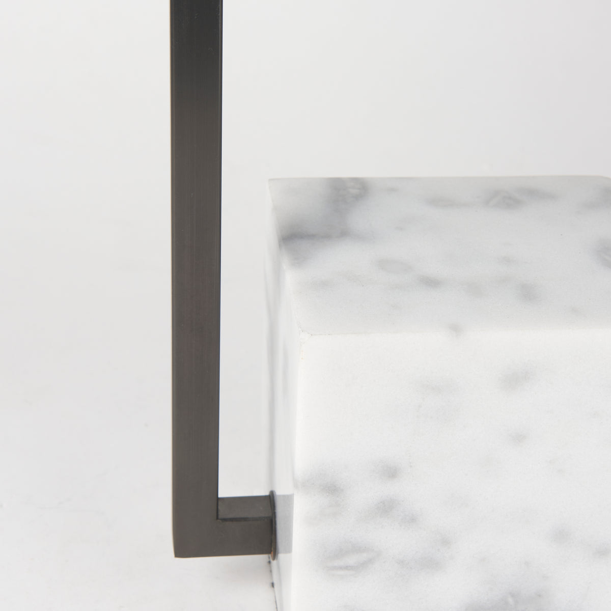 Peyton Black/White Metal Cube and Shade Table Lamp with Marble - Ornate Home
