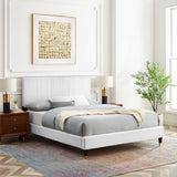 Peyton White Performance Velvet Full Platform Bed - 81.5x61.5" - Ornate Home