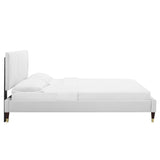 Peyton White Performance Velvet Full Platform Bed - 81.5x61.5" - Ornate Home
