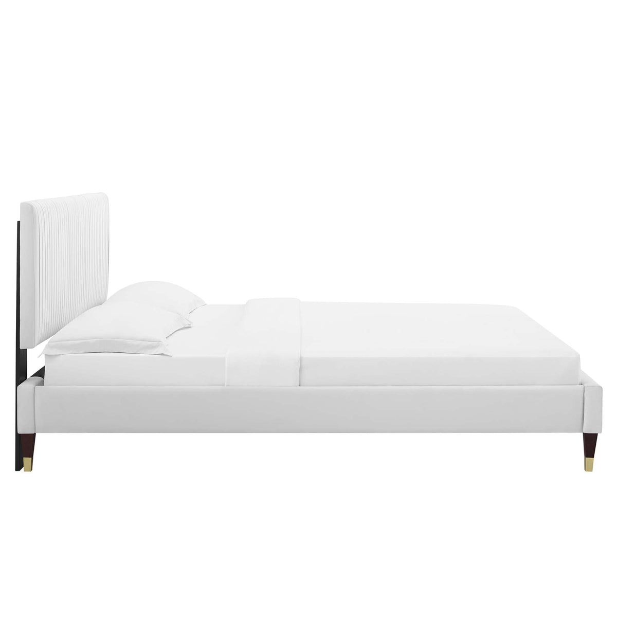 Peyton White Performance Velvet Full Platform Bed - 81.5x61.5" - Ornate Home