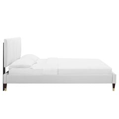 Peyton White Performance Velvet Full Platform Bed - 81.5x61.5" - Ornate Home