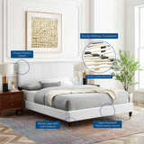 Peyton White Performance Velvet Full Platform Bed - 81.5x61.5" - Ornate Home