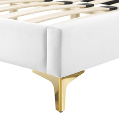 Peyton White Performance Velvet Full Platform Bed - 81.5x61.5x41.5" - Ornate Home