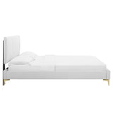 Peyton White Performance Velvet Full Platform Bed - 81.5x61.5x41.5" - Ornate Home