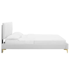 Peyton White Performance Velvet Full Platform Bed - 81.5x61.5x41.5" - Ornate Home