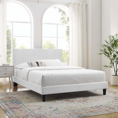 Peyton White Performance Velvet Full Platform Bed - 81.5x62" - Ornate Home