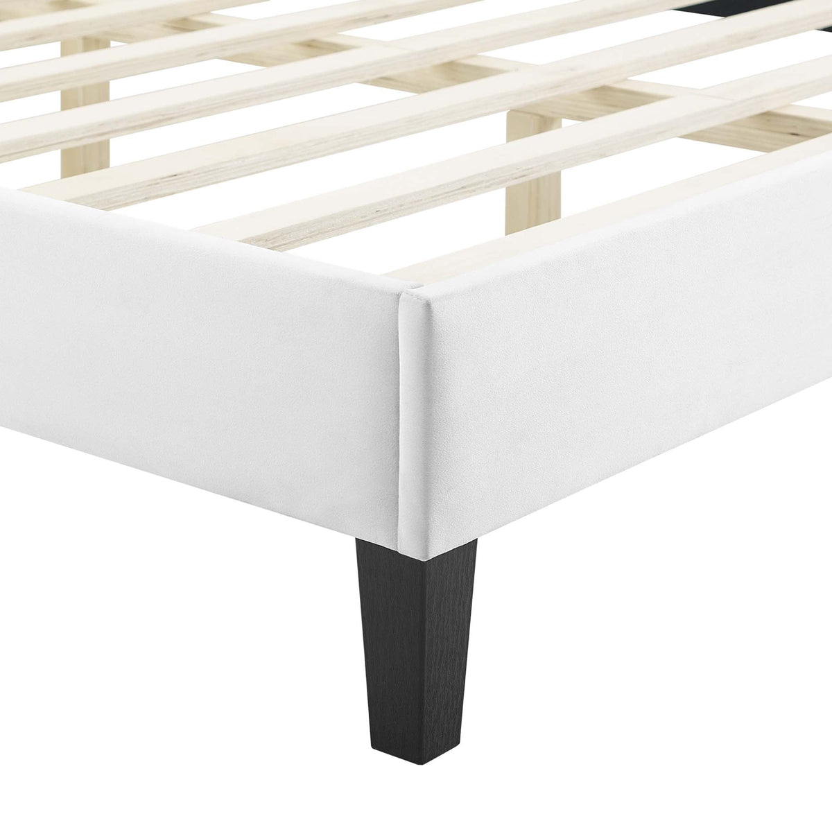 Peyton White Performance Velvet Full Platform Bed - 81.5x62" - Ornate Home