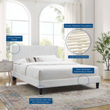 Peyton White Performance Velvet Full Platform Bed - 81.5x62" - Ornate Home