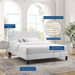 Peyton White Performance Velvet Full Platform Bed - 81.5x62" - Ornate Home