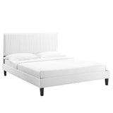 Peyton White Performance Velvet Queen Platform Bed - 87x63.5" - Ornate Home
