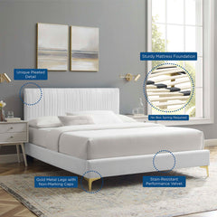 Peyton White Performance Velvet Queen Platform Bed (MOD-6595) - Ornate Home