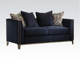 Phaedra Loveseat with 4 Pillows in Blue Fabric - Ornate Home