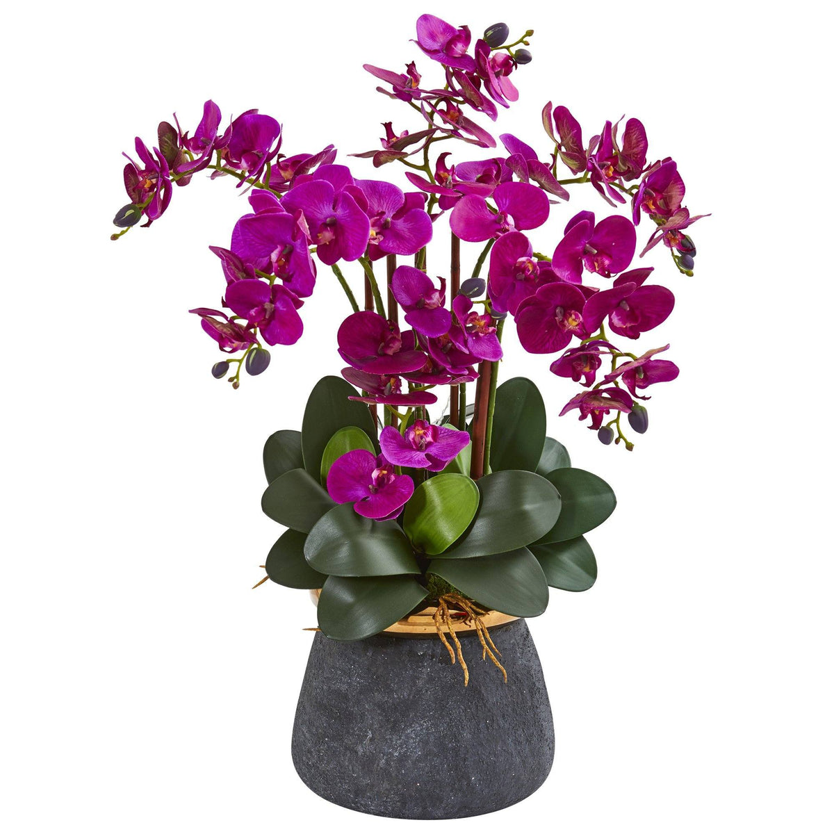Phalaenopsis Orchid Artificial Arrangement in Stoneware Vase