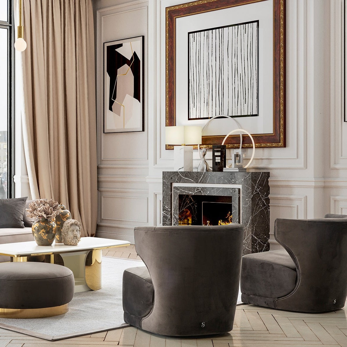 Phantom Dark Gray Velvet Swivel Accent Chair - Ornate Home