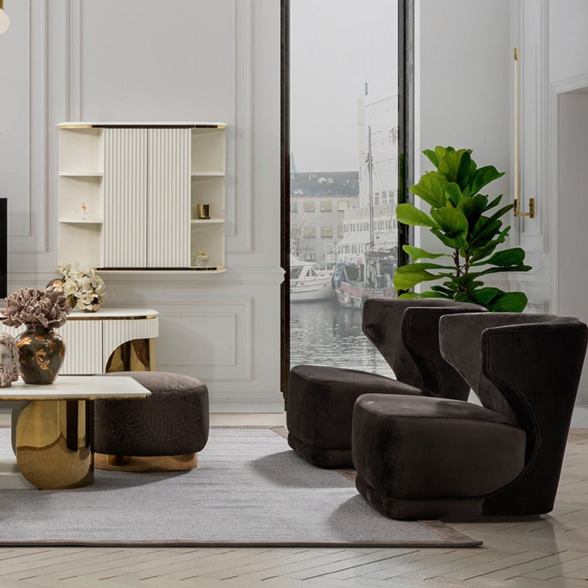 Phantom Dark Gray Velvet Swivel Accent Chair - Ornate Home