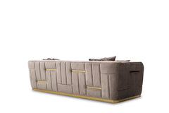 Phantom Gray Velvet & Gold Stationary Sofa - Ornate Home
