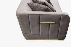Phantom Gray Velvet & Gold Stationary Sofa - Ornate Home