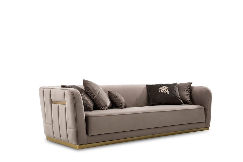 Phantom Gray Velvet & Gold Living Room Set / 4pc - Ornate Home