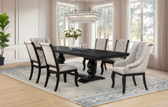 Phelps Tan/Distressed Noir 7-piece Rectangular Dining Table Set - Ornate Home