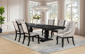 Phelps Tan/Distressed Noir 7-piece Rectangular Dining Table Set - Ornate Home