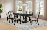 Phelps Tan/Distressed Noir 7-piece Rectangular Dining Table Set - Ornate Home