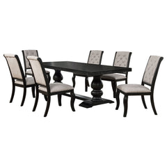 Phelps Tan/Distressed Noir 7-piece Rectangular Dining Table Set - Ornate Home