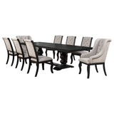 Phelps Tan/Distressed Noir 9-piece Rectangular Dining Table Set - Ornate Home