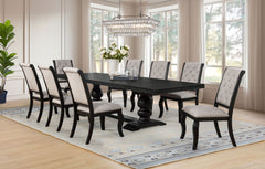 Phelps Tan/Distressed Noir 9-piece Rectangular Dining Table Set - Ornate Home
